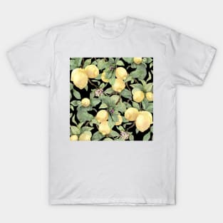 Watercolor big lemon on black T-Shirt